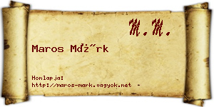 Maros Márk névjegykártya